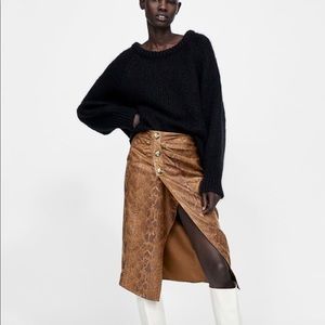 Zara Faux Suede Snakeskin Print Skirt
